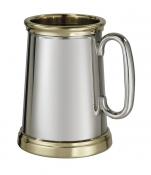 Extra Heavy Pewter and Brass 1 Pint Tankard